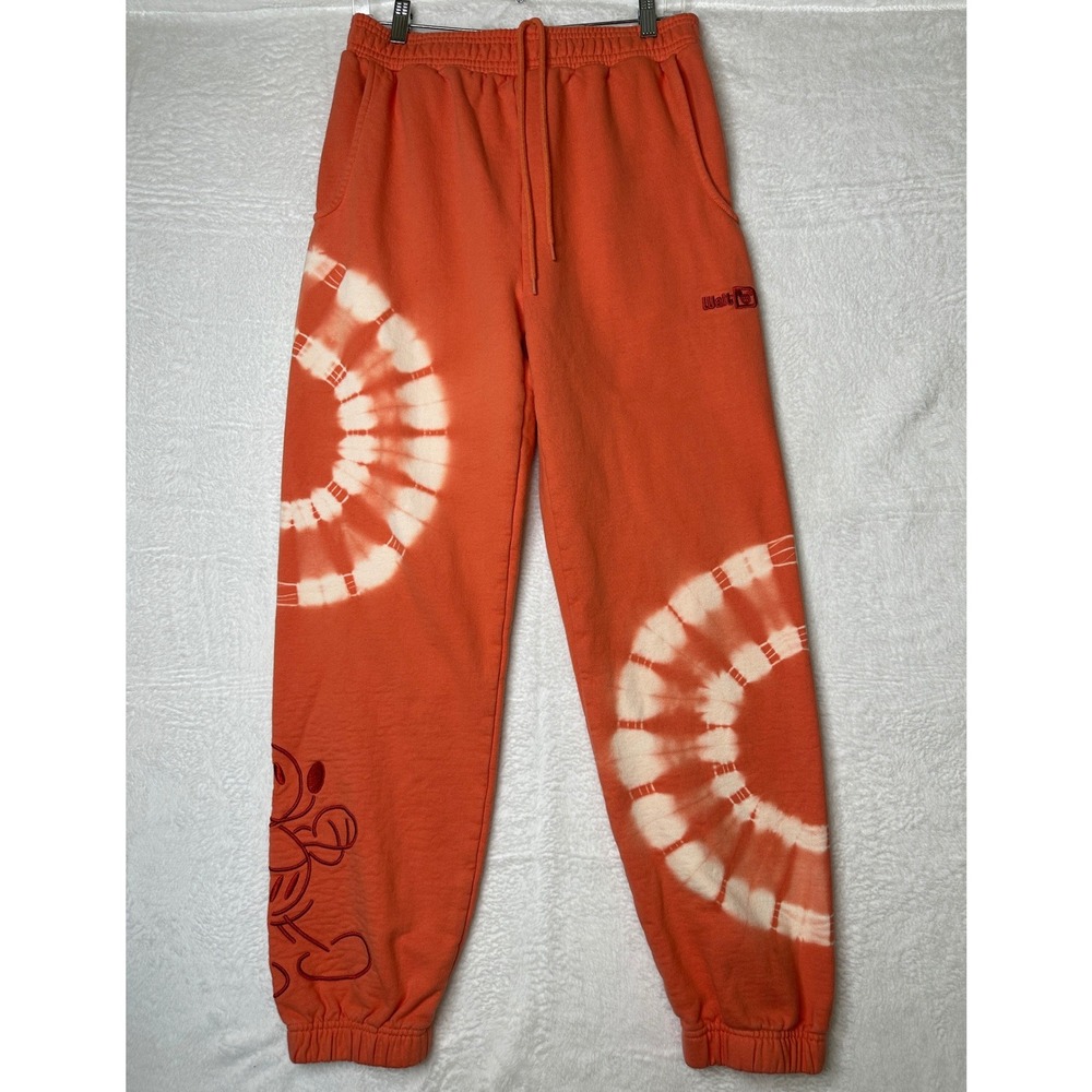 Disney Mickey Mouse Tie Dye Sweatpants Unisex Small Orange White Joggers